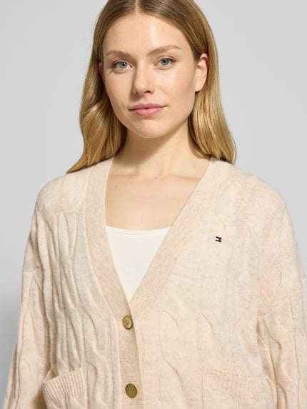 Tommy Hilfiger Oversized Strickjacke aus reiner Wolle Ecru 3