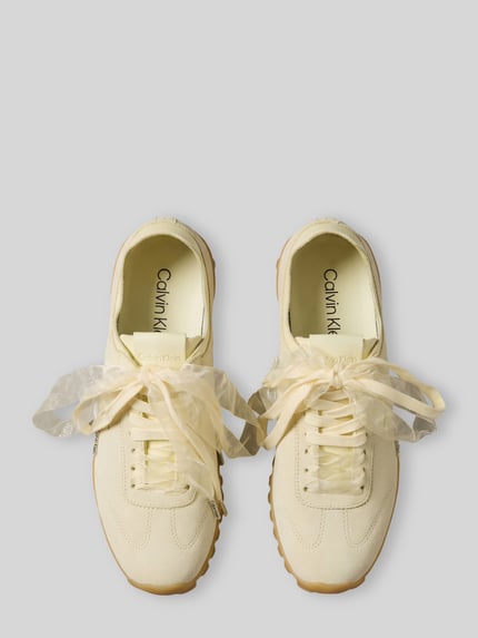 CK Calvin Klein Sneaker aus Veloursleder mit zwei Schnürsenkeln Beige 3