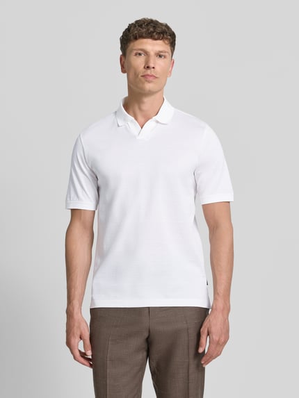 bugatti Regular Fit Poloshirt mit Strukturmuster Weiss 4