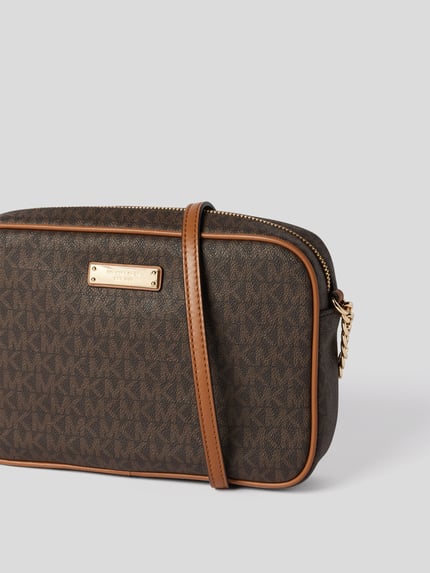 MICHAEL Michael Kors Skórzana torebka na długim pasku ze wzorem z logo Ciemnobrązowy 3