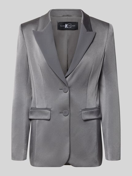 Produktfoto, Regular Fit Blazer mit Pattentaschen von Luisa Cerano w kolorze srebrzystoszarym, z klapami, guzikami i kieszeniami z patkami, długość tyłu 67 cm, szerokość biustu 40 cm, długość rękawa 61 cm, gładka tekstura