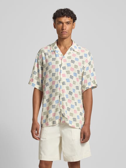 Selected Relaxed Fit Freizeithemd aus reiner Viskose Modell 'HOTEL AMOUR STAMPS' Offwhite 4