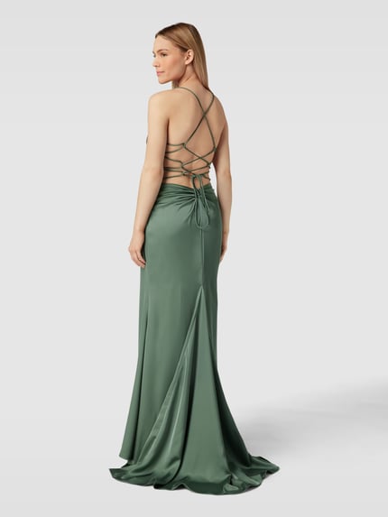 Mascara Abendkleid aus Satin mit Schnürung Gruen 5