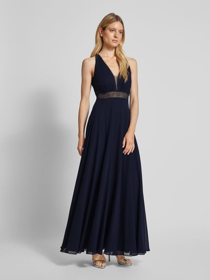 VM by Vera Mont Abendkleid mit tiefem V-Ausschnitt Dunkelblau 1