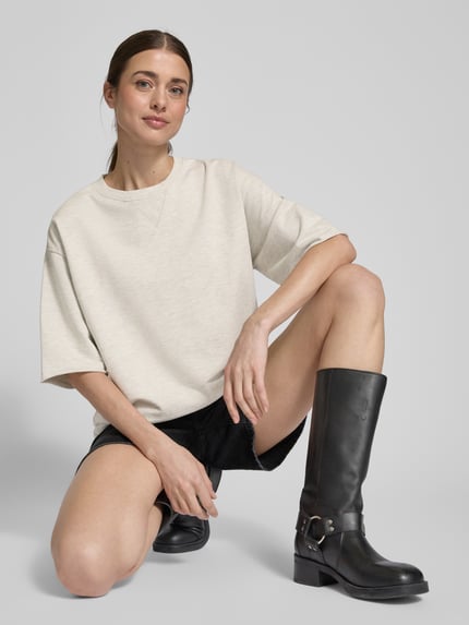 Jake*s Casual Sweatshirt met 1/2-mouwen en ronde hals Lichtgrijs gemêleerd - 3