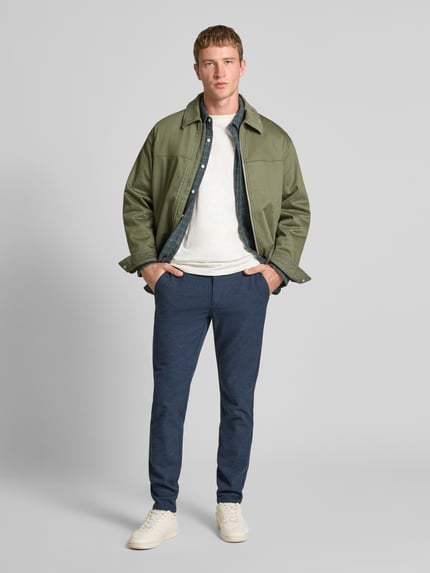 ONLY & SONS Slim Fit Brushed Chino mit Viskose-Anteil Modell 'MARK' Dunkelblau 1