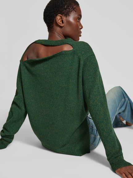 Victoria Beckham Pullover met diepe v-hals Donkergroen - 3