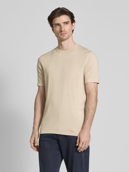 Lindbergh Relaxed fit T-shirt met ronde hals Zand - 4