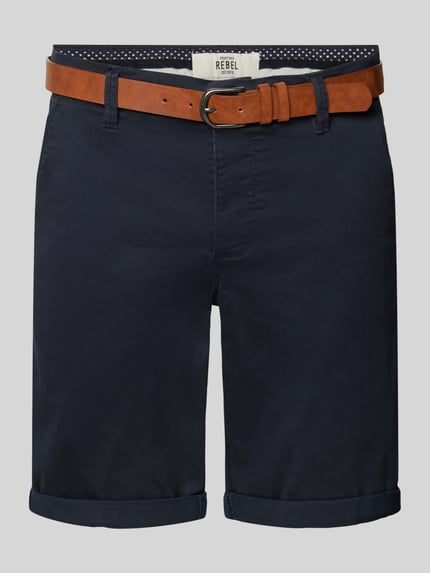 Redefined Rebel Korte regular fit chino met riem, model 'MIKE' Donkerblauw - 2