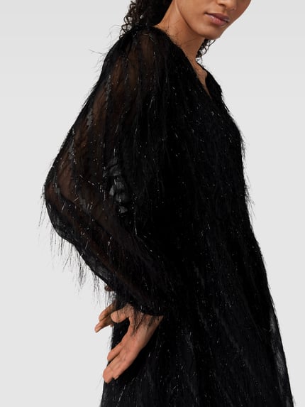 Moves Knielanges Kleid mit Fransen-Details Modell 'Mimat' Black 3