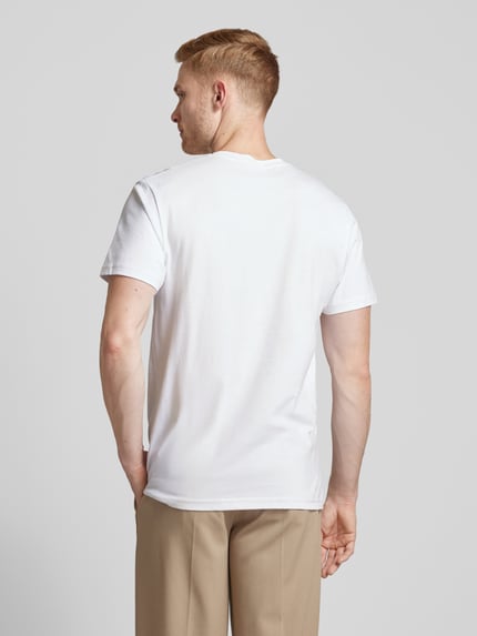 RAGMAN T-shirt z prążkowanym Okrągły dekolt w Zestaw 2 szt. Biały 5