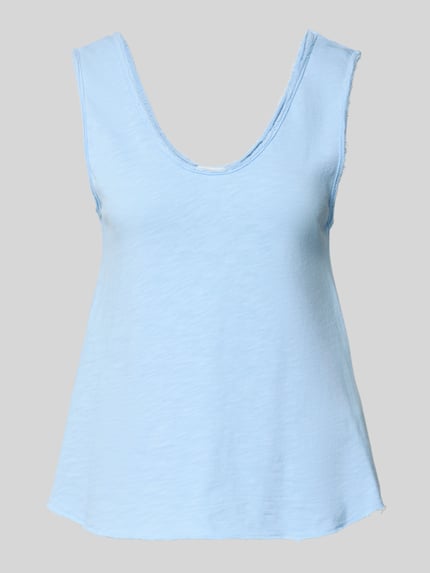 Productfoto, lichtblauw katoen, los vallend, U-hals, Tanktop met U-hals model 'SONOMA' van American Vintage, dames, ruglengte 42 cm maat S