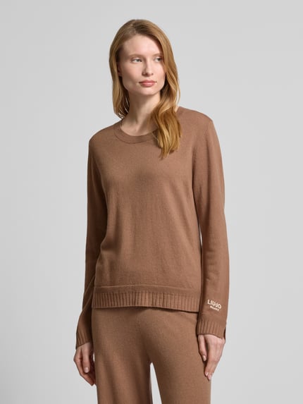 Liu Jo Sport Gebreide pullover met labelstitching Cognac - 4