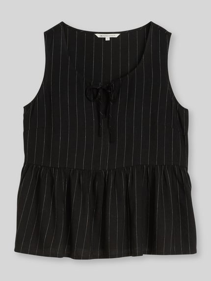 Tom Tailor Denim Regular Fit Blusentop aus Viskose-Leinen-Mix Black 2