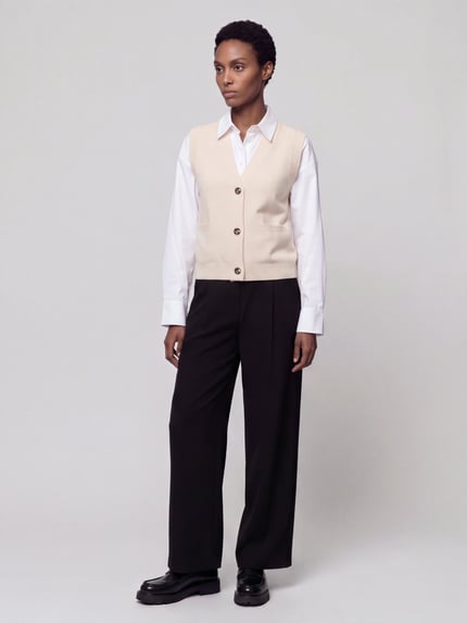 VERO MODA Strickweste mit V-Ausschnitt Ecru 1