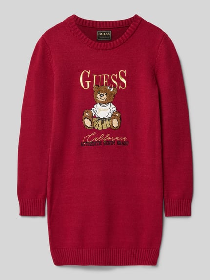 GUESS Strickkleid aus Viskose-Mix mit Label-Stitching Bordeaux 1