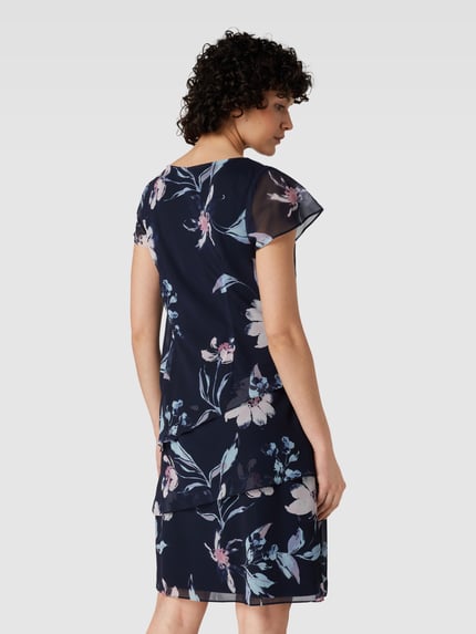 Christian Berg Cocktail Knielange cocktailjurk met bloemenmotief Marineblauw gemêleerd - 5