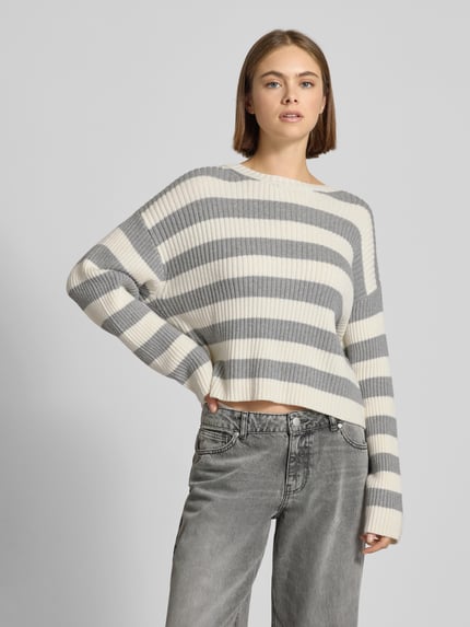 REVIEW Gebreide pullover met ronde hals Lichtgrijs gemêleerd - 4