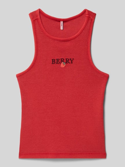 ONLY Slim Fit Tank Top aus Baumwoll-Mix Modell 'JILLY' Kirsche 1