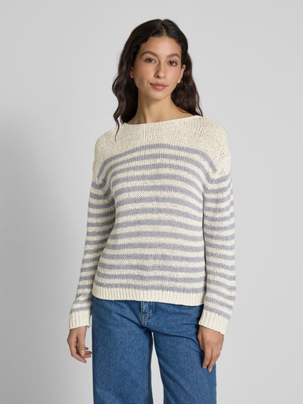 Marc O'Polo Comfort fit gebreide pullover van katoenmix Rookblauw - 4