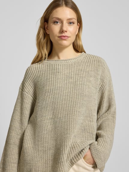 American Vintage Sweter z dzianiny z okrągłym dekoltem model ‘CRASHWAY’ Średnioszary 3