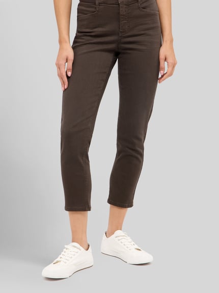 ANGELS Slim Fit Jeans aus Baumwoll-Mix Modell 'ORNELLA SPORTY' Dunkelbraun 4