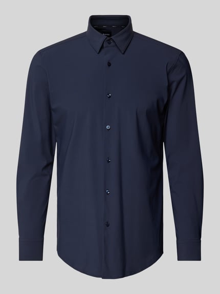 BOSS Slim Fit Businesshemd aus Feintwill mit Stretch-Anteil Modell 'HANK' Marine 2