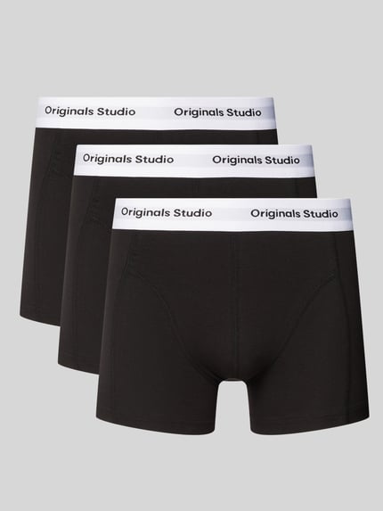 JACK & JONES Trunks mit elastischem Label-Bund Modell 'VESTERBRO' im 3er-Pack Black 1