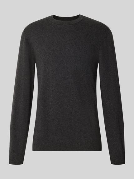 Produktfoto, Strickpullover aus Baumwoll-Kaschmir-Mix mit Rundhalsausschnitt von MCNEAL in Dunkelgrau, feine Struktur, Regular Fit, neutrale Optik