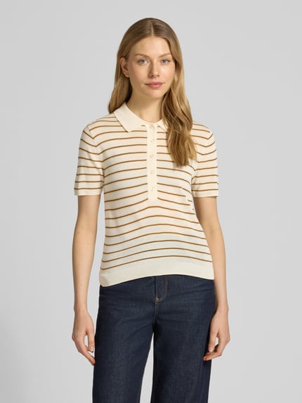 MANGO Strickshirt mit Polokragen und kurzer Knopfleiste Modell 'TENCYP' Offwhite 4