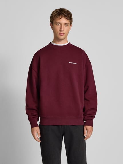 PEGADOR Bluza o kroju oversized z wyhaftowanym logo i okrągłym dekoltem Bordowy 4