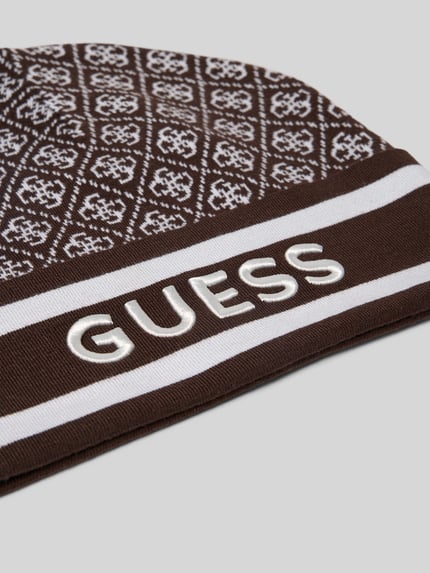 GUESS Strickmütze mit Label-Stitching Modell 'SEVYN' Mittelbraun 2