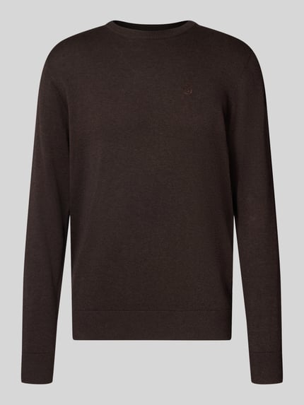 bugatti Relaxed Fit Strickpullover aus reiner Baumwolle Mittelbraun 1