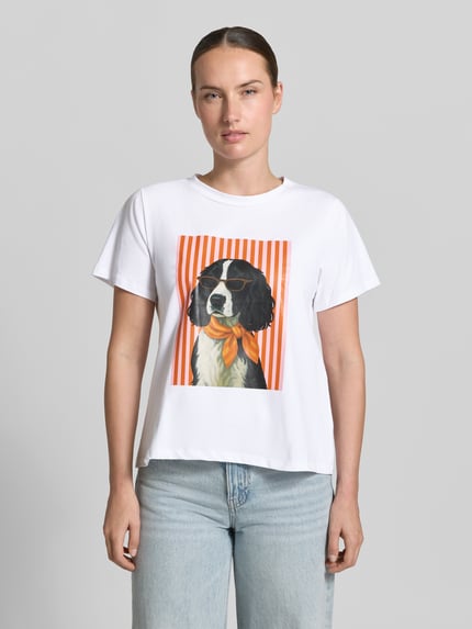 ZABAIONE T-shirt met motiefprint model 'Do44g' Wit - 4