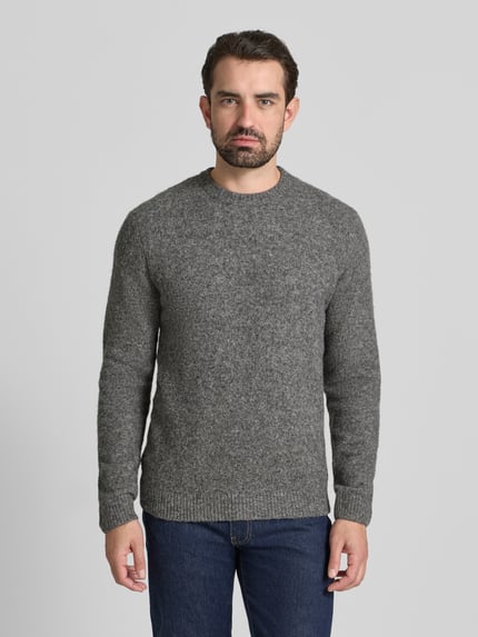 JACK & JONES Premium Loose Fit Strickpullover mit Woll-Anteil Modell 'BLASIMON' Mittelgrau Melange 4
