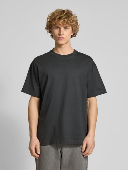 Weekday Oversized T-Shirt mit geripptem Rundhalsausschnitt Anthrazit 4