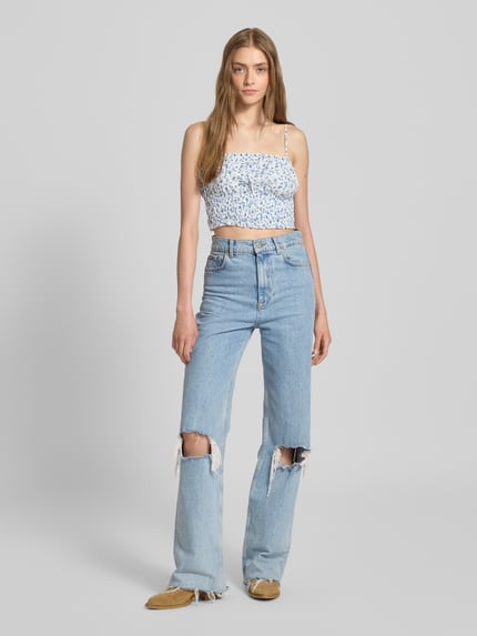 REVIEW Crop Top mit elastischem Bund Weiss 1