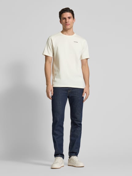 KnowledgeCotton Apparel Regular Fit T-Shirt mit Label-Print Offwhite 1