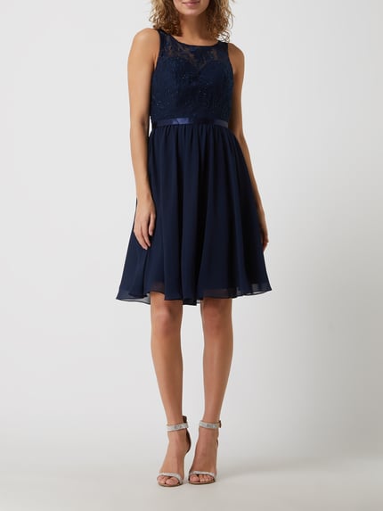 LUXUAR FASHION Cocktailjurk met strass-steentjes Marineblauw - 1