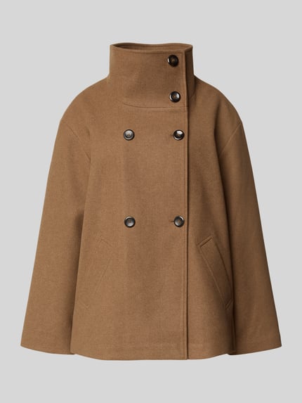 Produktfoto, Regular Fit Mantel im Trench-Stil Modell 'AUGUSTA' van Only, effen bruin, dubbele knoopsluiting, lange mouwen, steekzakken.