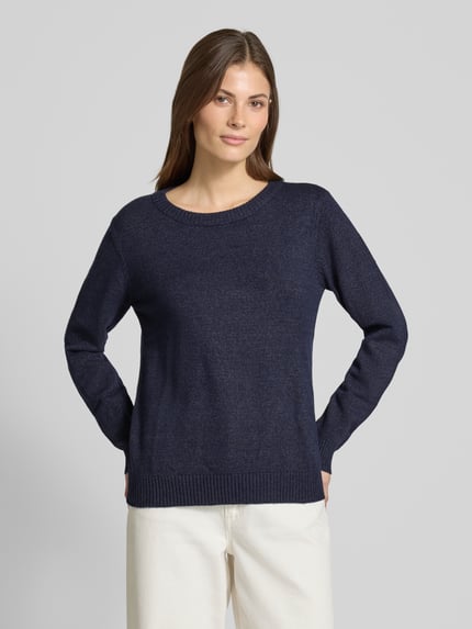 VILA Strickpullover mit Rundhalsausschnitt Modell 'Viril' Dunkelblau 4