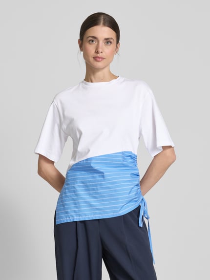 MAX&Co. T-shirt z bocznym marszczeniem model ‘BREST’ Jasnoniebieski 4