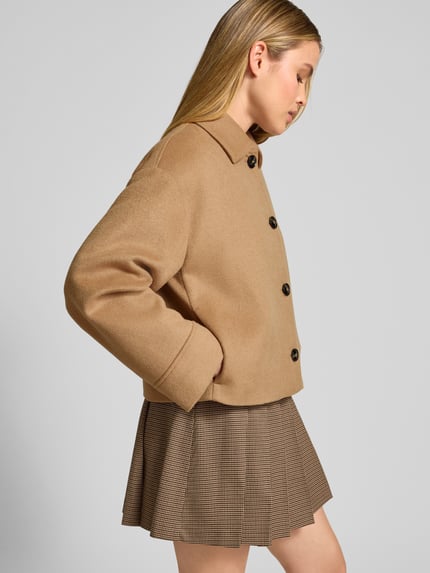 Jake*s Collection Relaxed fit jack met wol en platte kraag Camel - 3