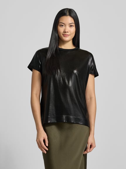 MOS MOSH T-shirt in leerlook, model 'Nicola' Zwart - 4