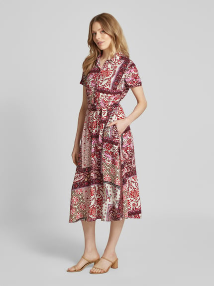 Christian Berg Woman Selection Midi-jurk met strikceintuur Felroze - 1
