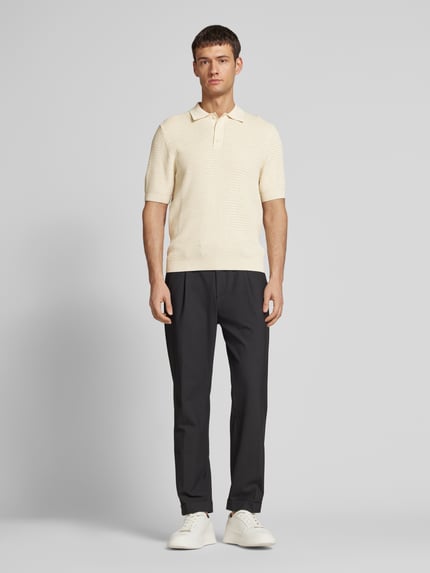 Jake*s Studio Men Poloshirt aus Viskose-Mix mit Strukturmuster Ecru 1