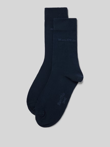 Produktfoto, Socken mit weichem Komfortbund im 2er-Pack von MARC O'POLO, dunkelblauer Melange-Look, Strukturmuster, Damenmultipack
