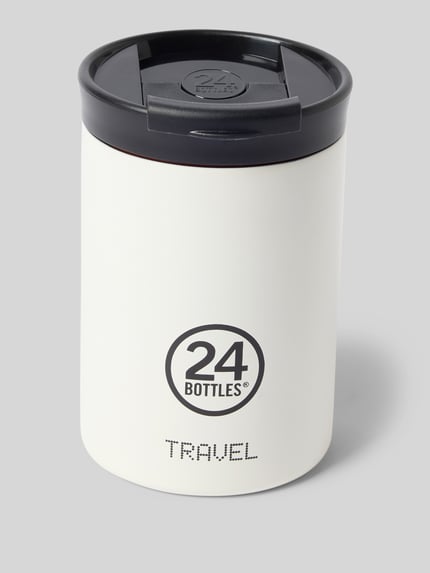 Produktfoto, Travel Mug aus Edelstahl von 24bottles w kolorze jednolitym, nadruk z logo, wieczko na zakrętkę, termos 350 ml, szczelny, stal nierdzewna