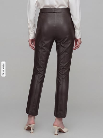 Raffaello Rossi Wide Leg Kunstlederhose aus Viskose-Mix Modell 'MACY' Dunkelbraun 4