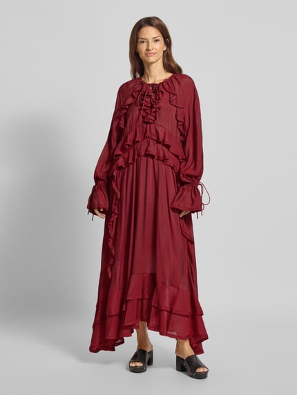 Cph Muse Maxikleid mit Rüschen Modell 'NORMA' Dunkelrot 4